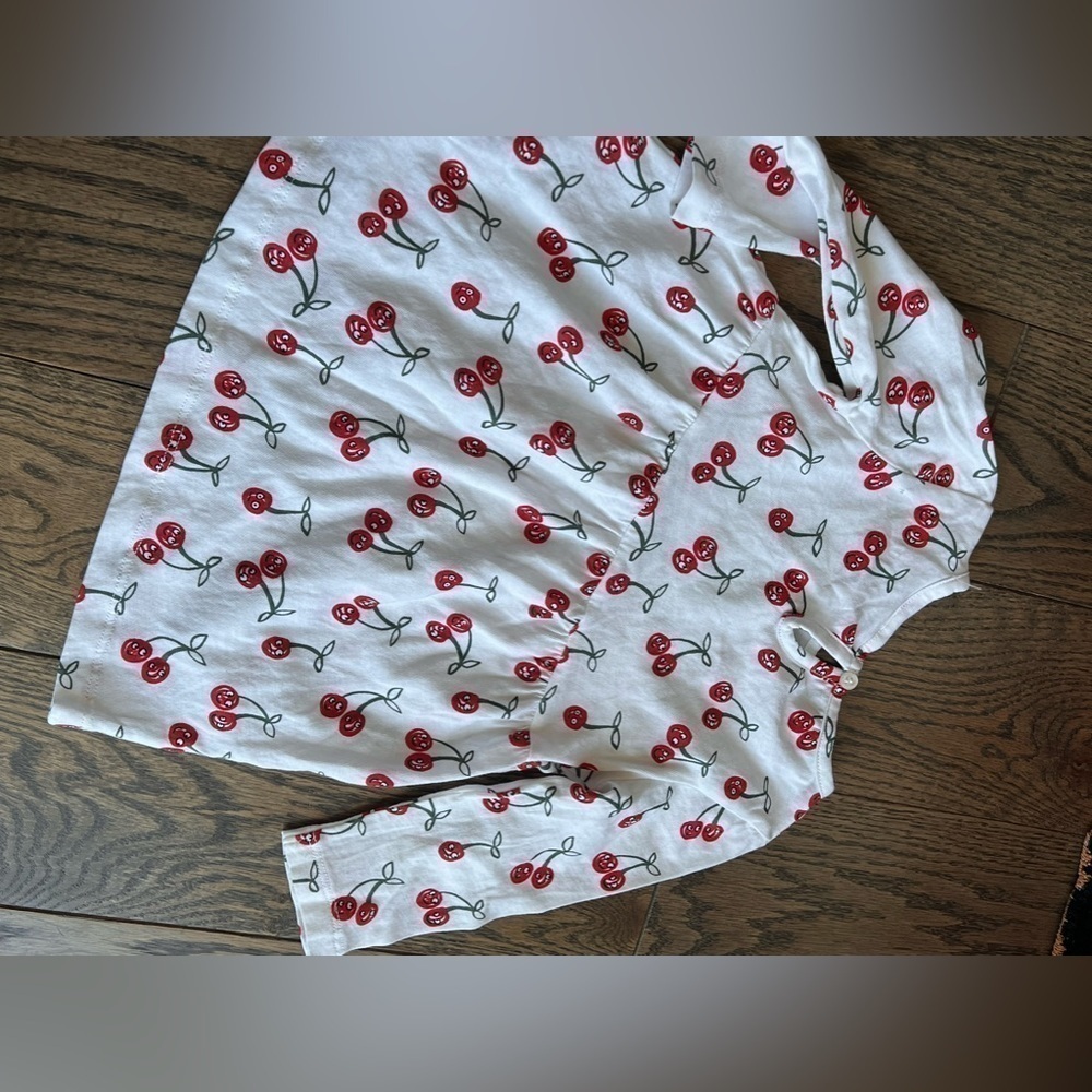 Stella McCartney kids 9 months long sleeve cherry dress white and red luxury - Picture 3 of 3
